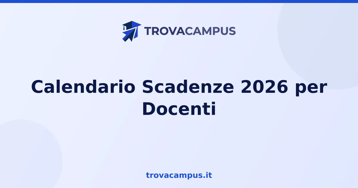Calendario Scadenze 2026 per Docenti