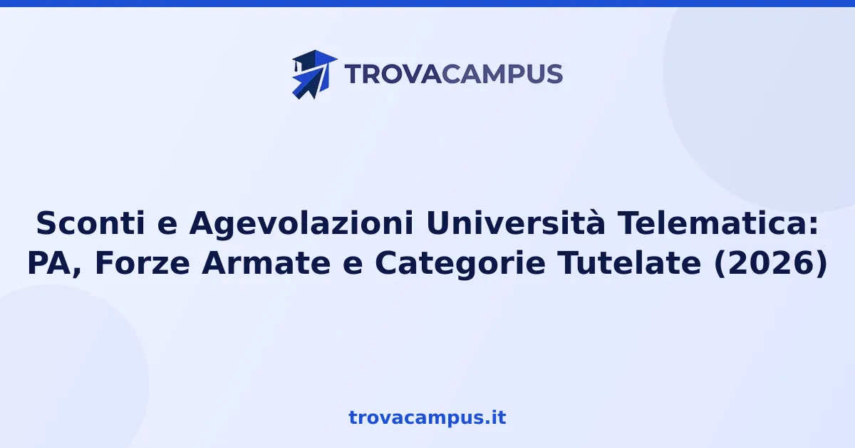 Sconti e Agevolazioni Università Telematica: PA, Forze Armate e Categorie Tutelate (2026)